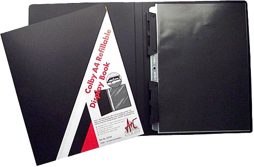 Colby 257A4 10 pocket A4 Refillable Art Display Folder Black